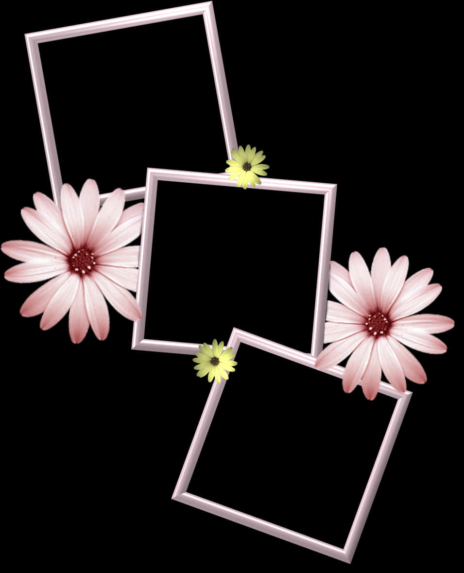 A Group Of Frames With Flowers