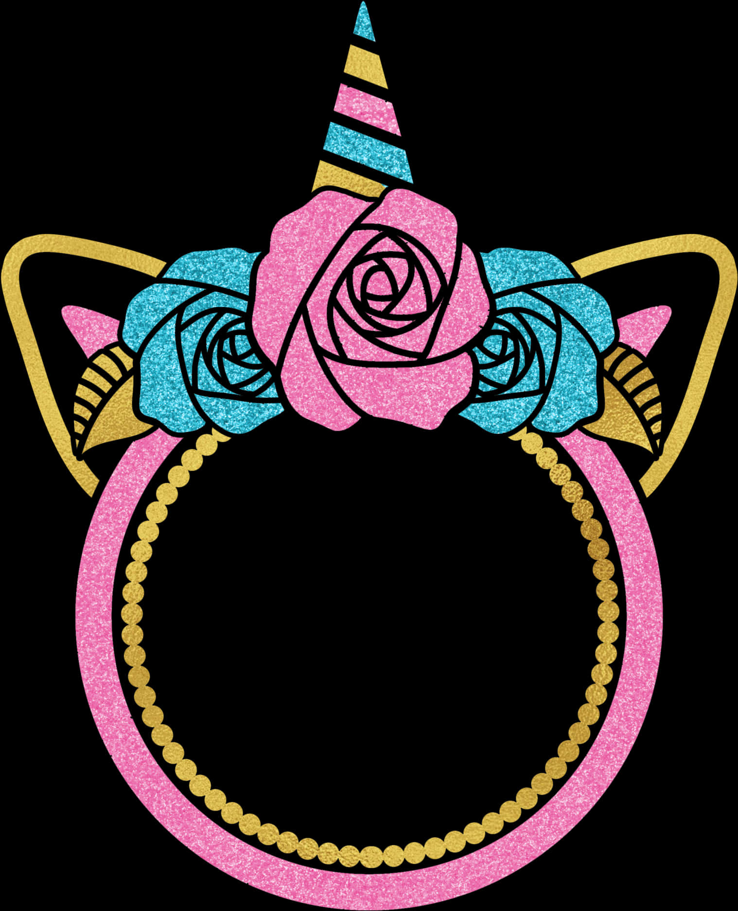 A Unicorn Headband With A Horn And Flowers