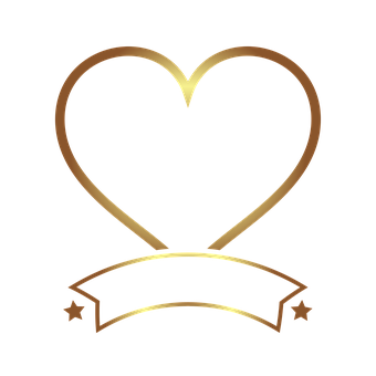 A Gold Heart With A Banner And Stars