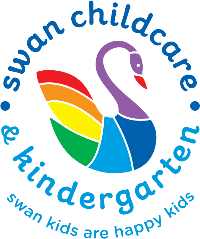 A Logo With A Colorful Swan