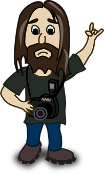 A Cartoon Of A Man Holding A Camera