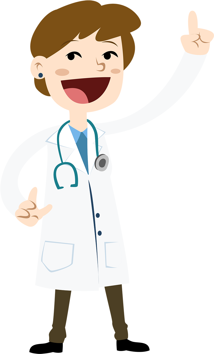 A Cartoon Of A Doctor With His Hand Up