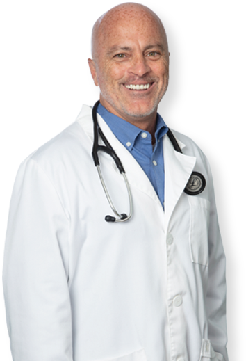 A Man In A White Coat With A Stethoscope Around His Neck