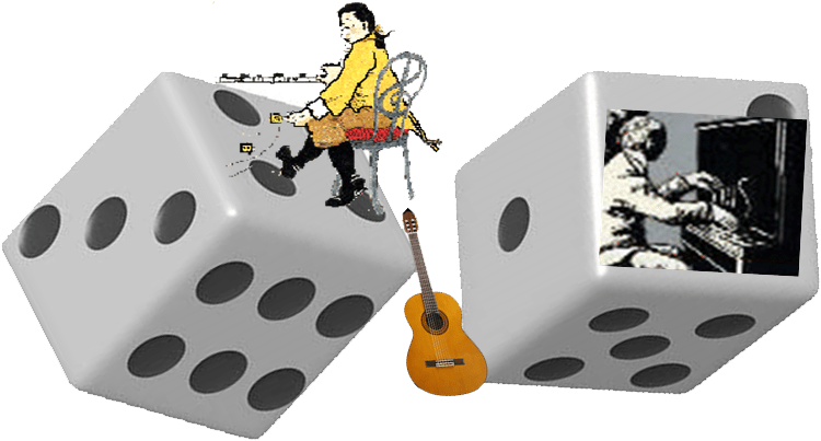 A Man Playing A Guitar On A Pair Of Dice