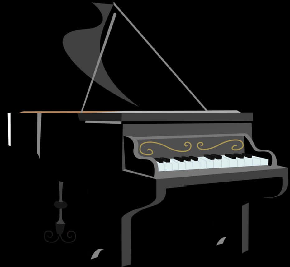 A Piano With A Black Background