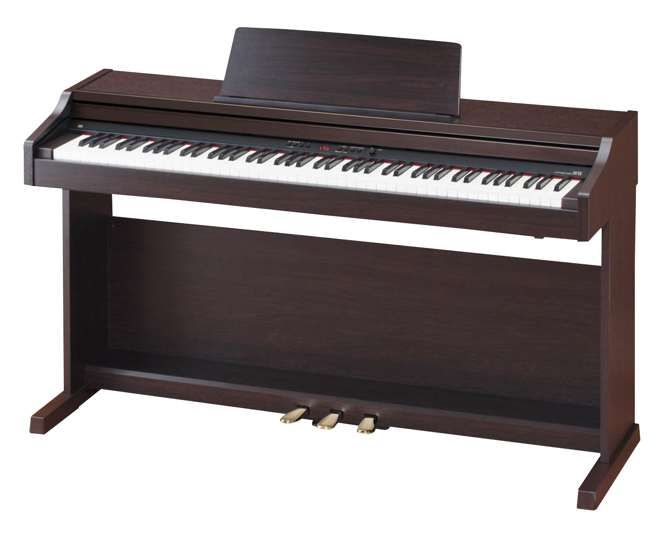 A Brown Piano With A Black Background