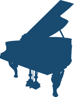 A Blue Silhouette Of A Piano