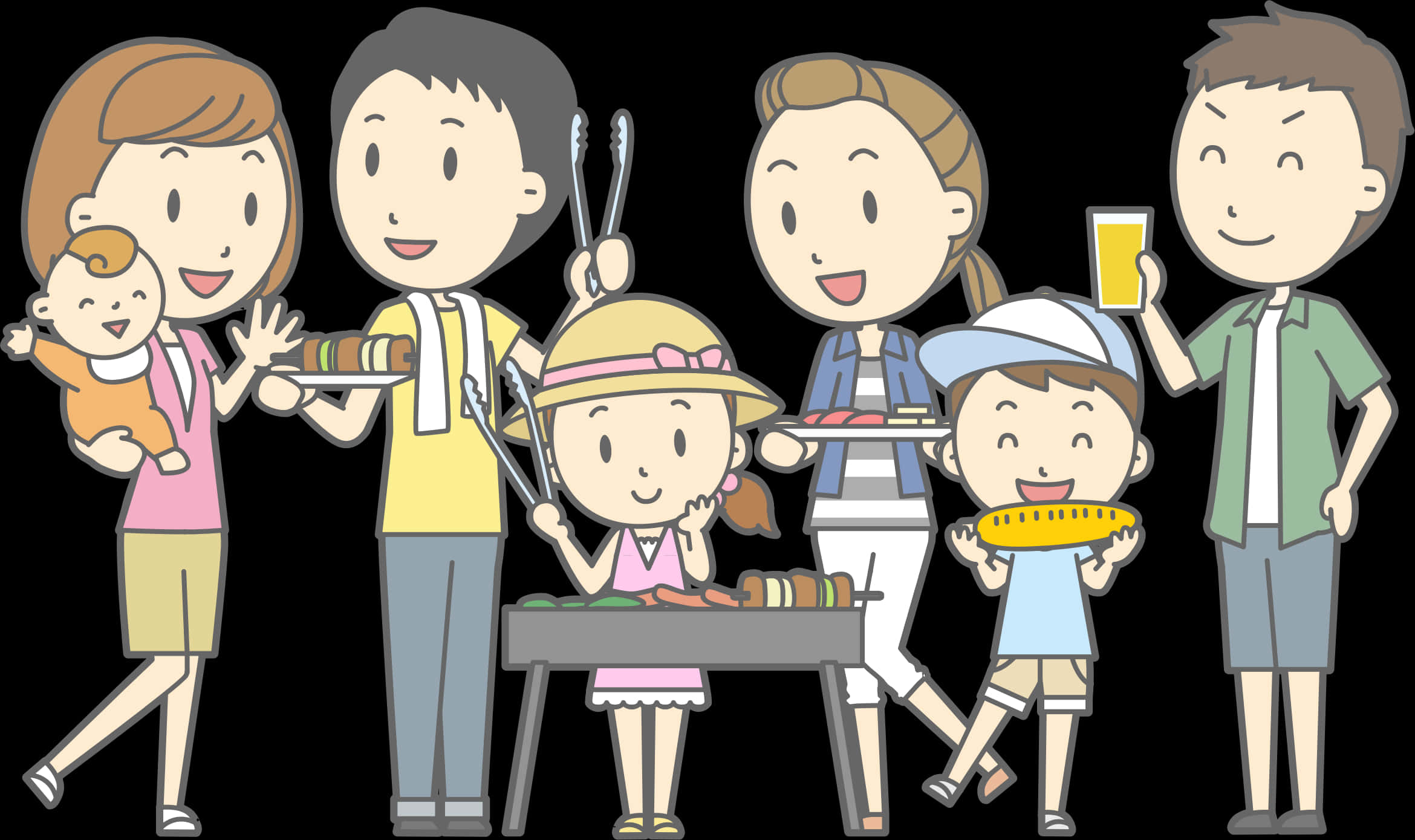 Family Barbecue Party Clipart
