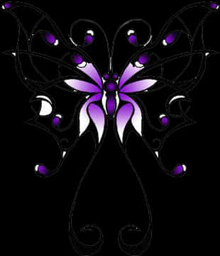 A Purple Butterfly With White And Black Lines