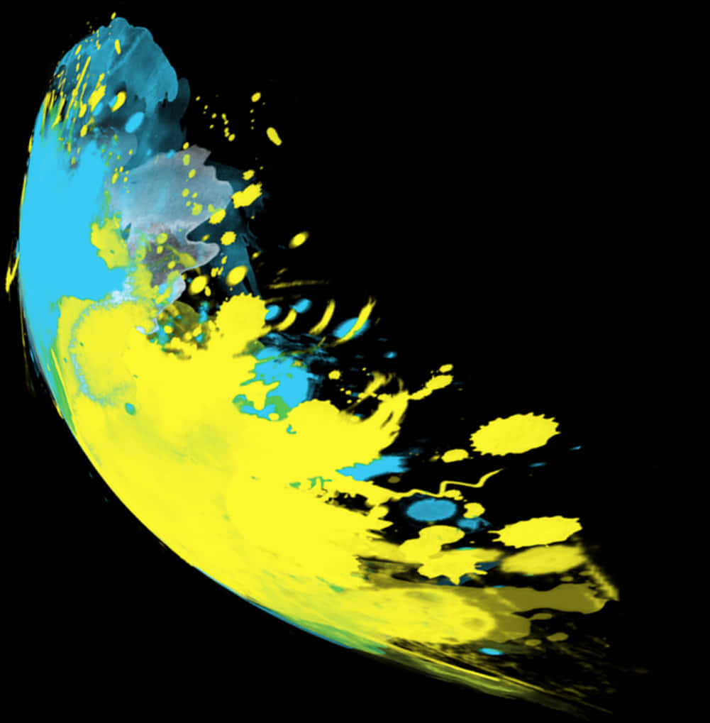 A Yellow And Blue Paint Splatter