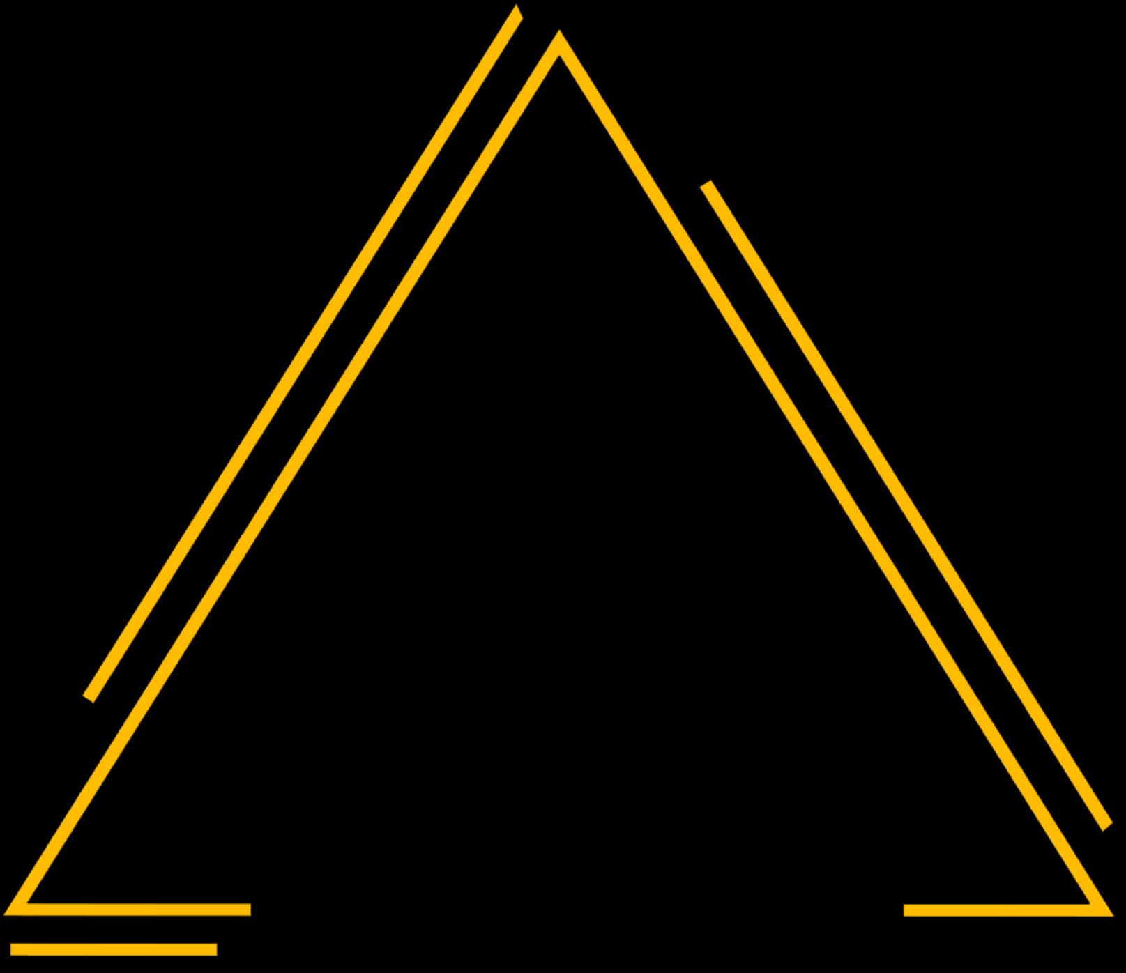 A Triangle With Yellow Lines On A Black Background