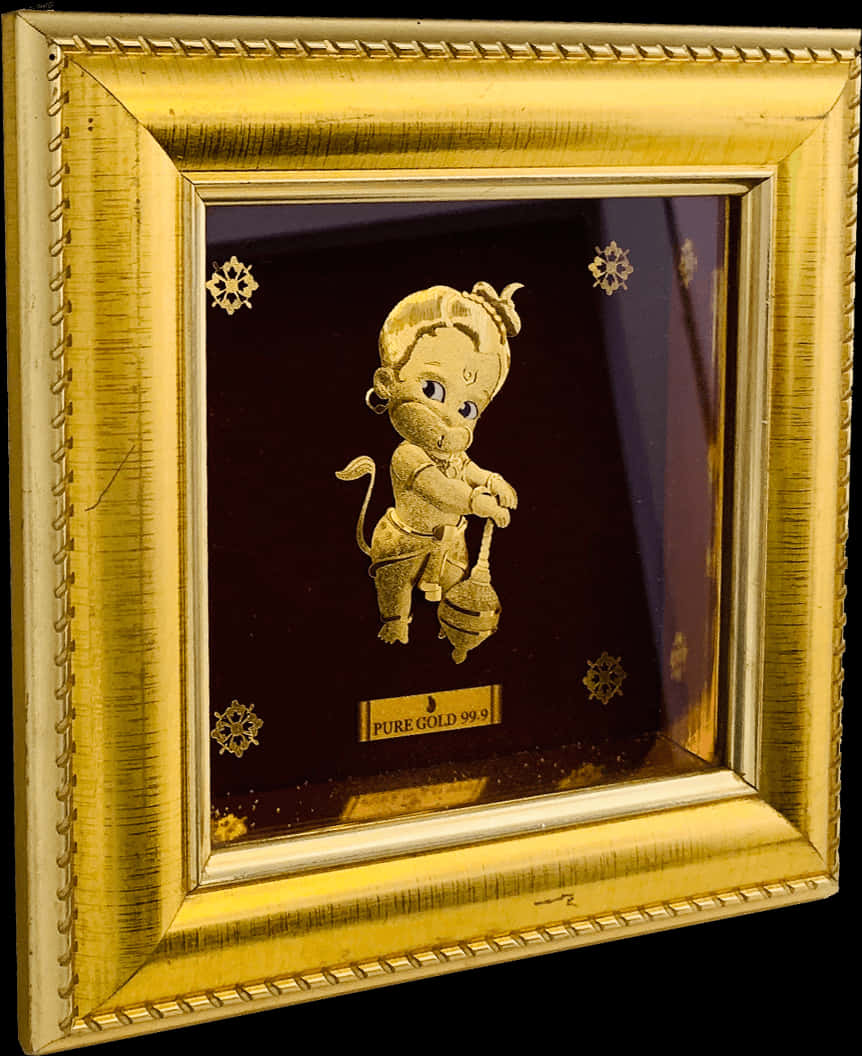 A Gold Framed Picture Of A Baby