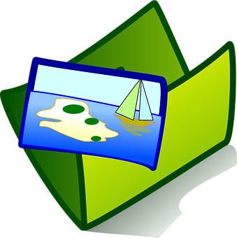 A Green Folder With A Picture Of A Boat And A Sailboat