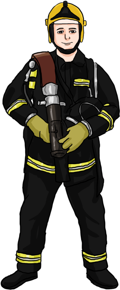 A Cartoon Of A Firefighter Holding A Gun