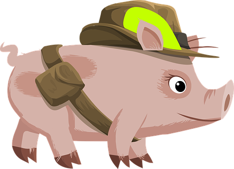 Cartoon Pig Wearing A Hat