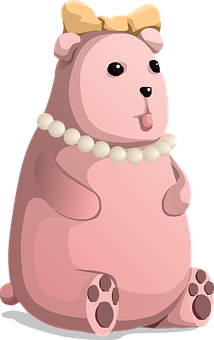 A Cartoon Of A Pink Bear