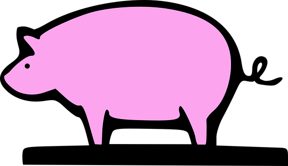 A Pink Pig On A Black Background