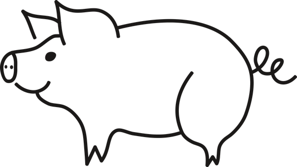 A Black Outline Of A Pig