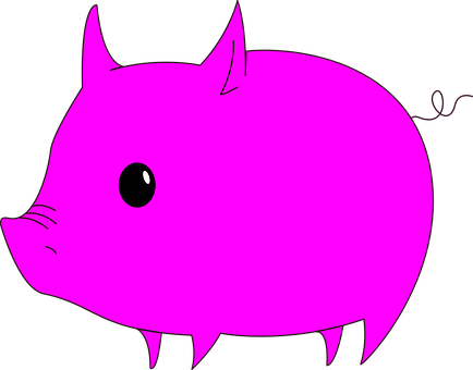 A Pink Pig With Black Background