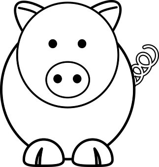 A White Pig With Black Background