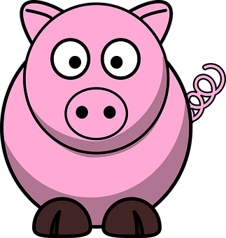 A Cartoon Pig With Black Background