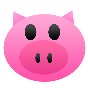A Pink Pig Face With Black Eyes