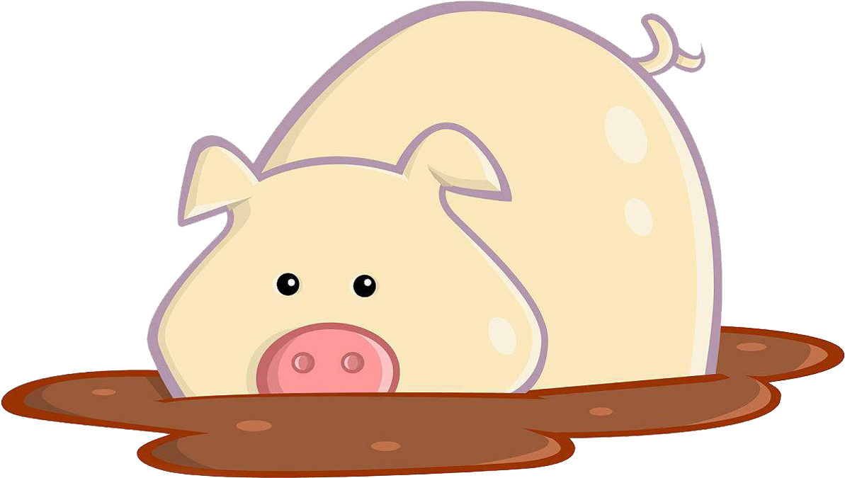 A Cartoon Pig In A Puddle