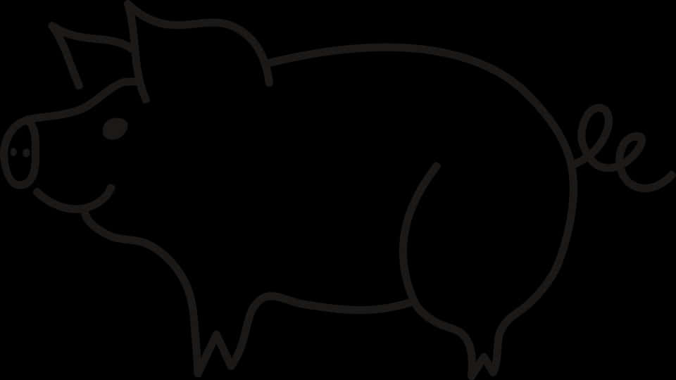 A Black Outline Of A Pig