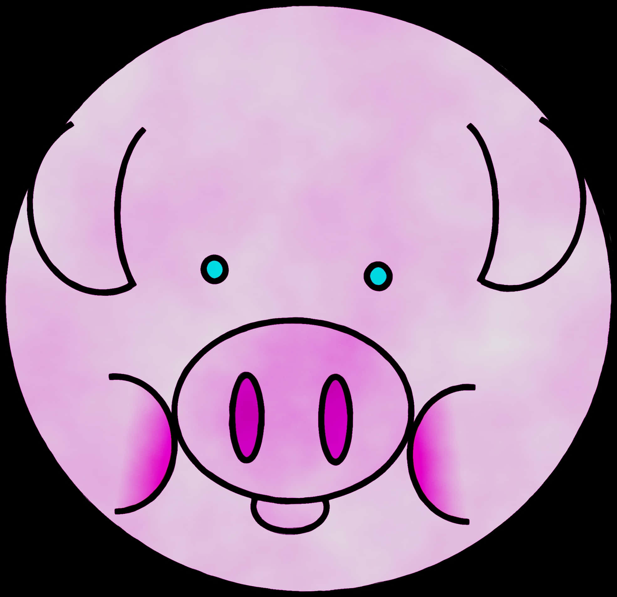 A Pink Pig Face With Blue Eyes And Nose