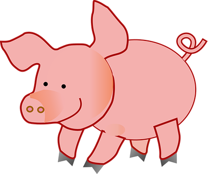 A Cartoon Pig With A Black Background