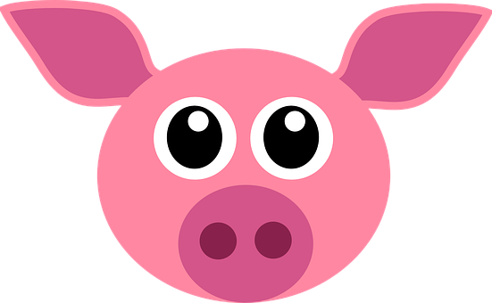 A Pink Pig With Big Eyes And Pink Nose