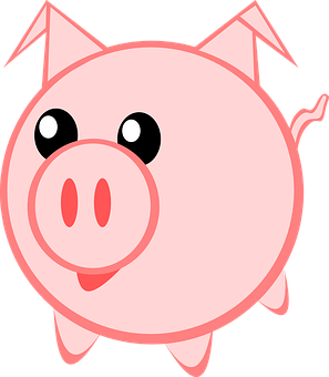 A Cartoon Pig With A Black Background