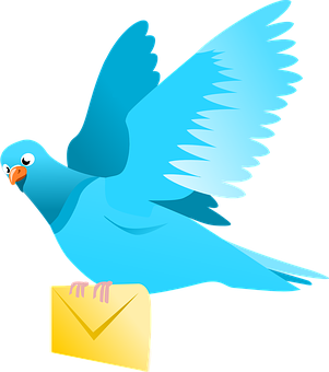 A Blue Bird With A Letter