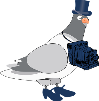 A Cartoon Of A Pigeon Wearing A Hat And Shoes