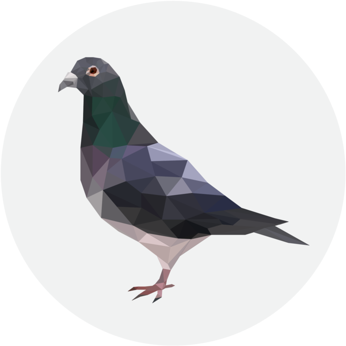 A Low Poly Bird On A White Circle
