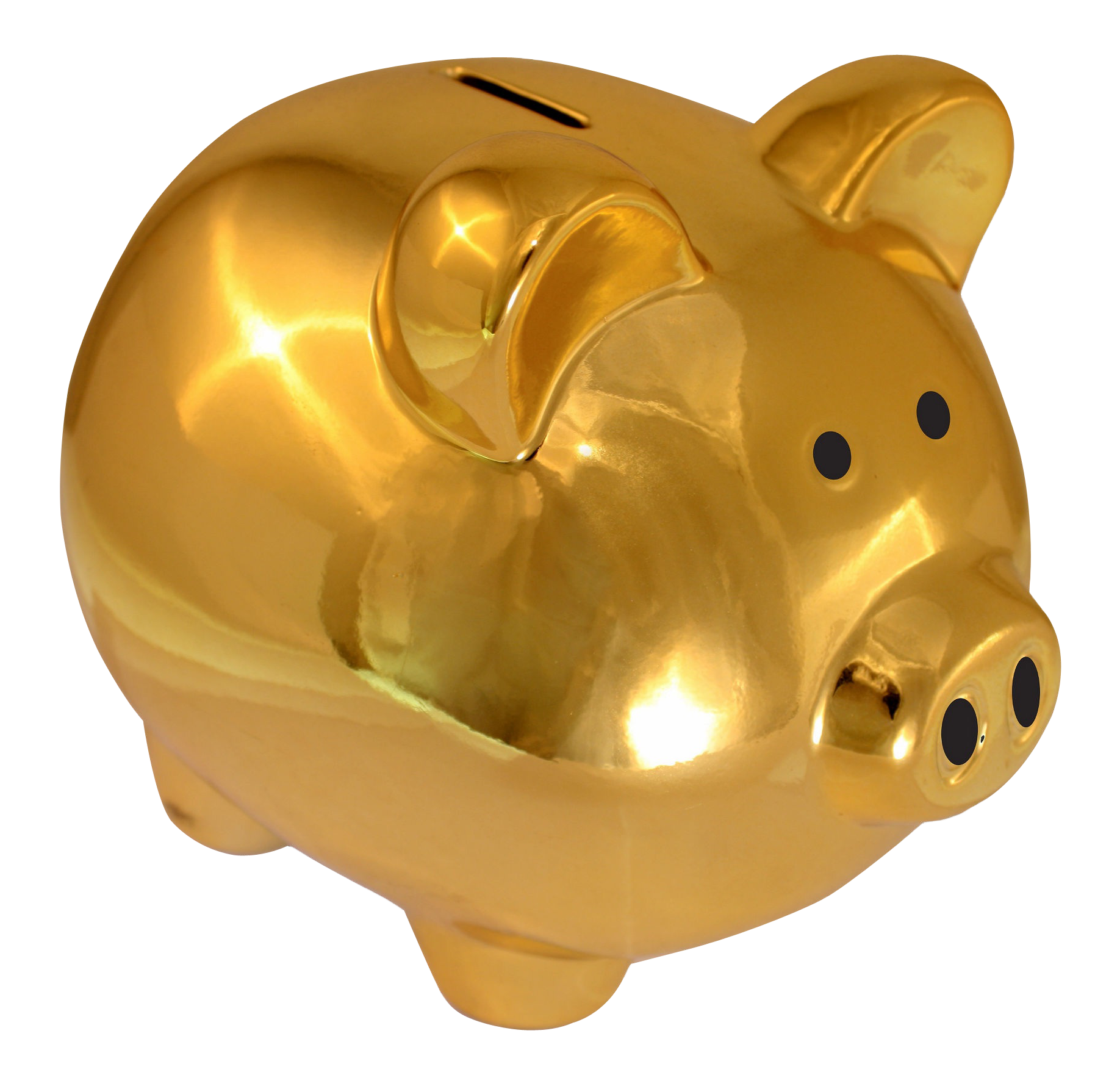 A Gold Piggy Bank With Black Background