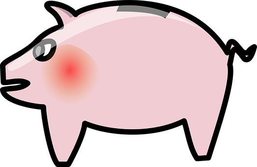 A Pink Pig With A Red Spot On Its Side