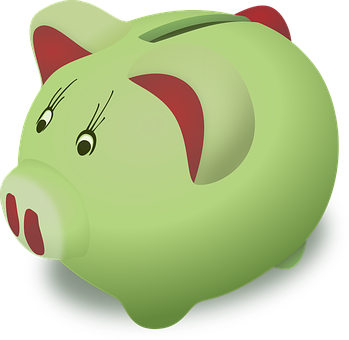 A Green Piggy Bank With Red Ears