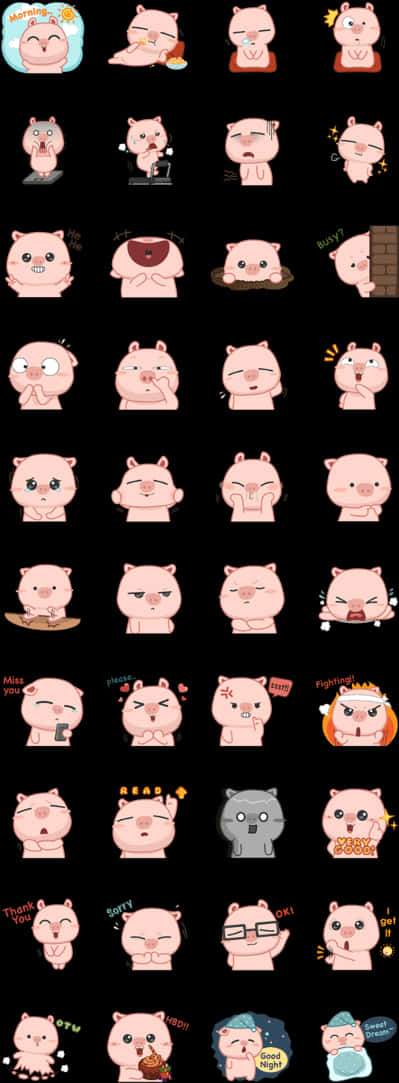 A Group Of Cartoon Pig Characters