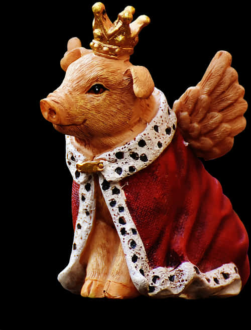 A Statue Of A Pig Wearing A Crown And Cape