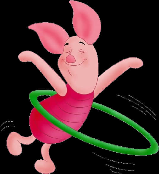 A Cartoon Pig With A Hula Hoop