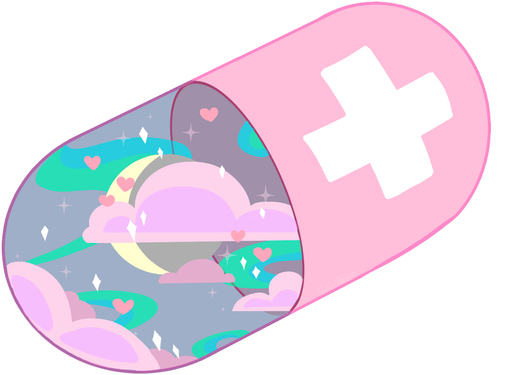 A Pink Pill With A White Cross Inside