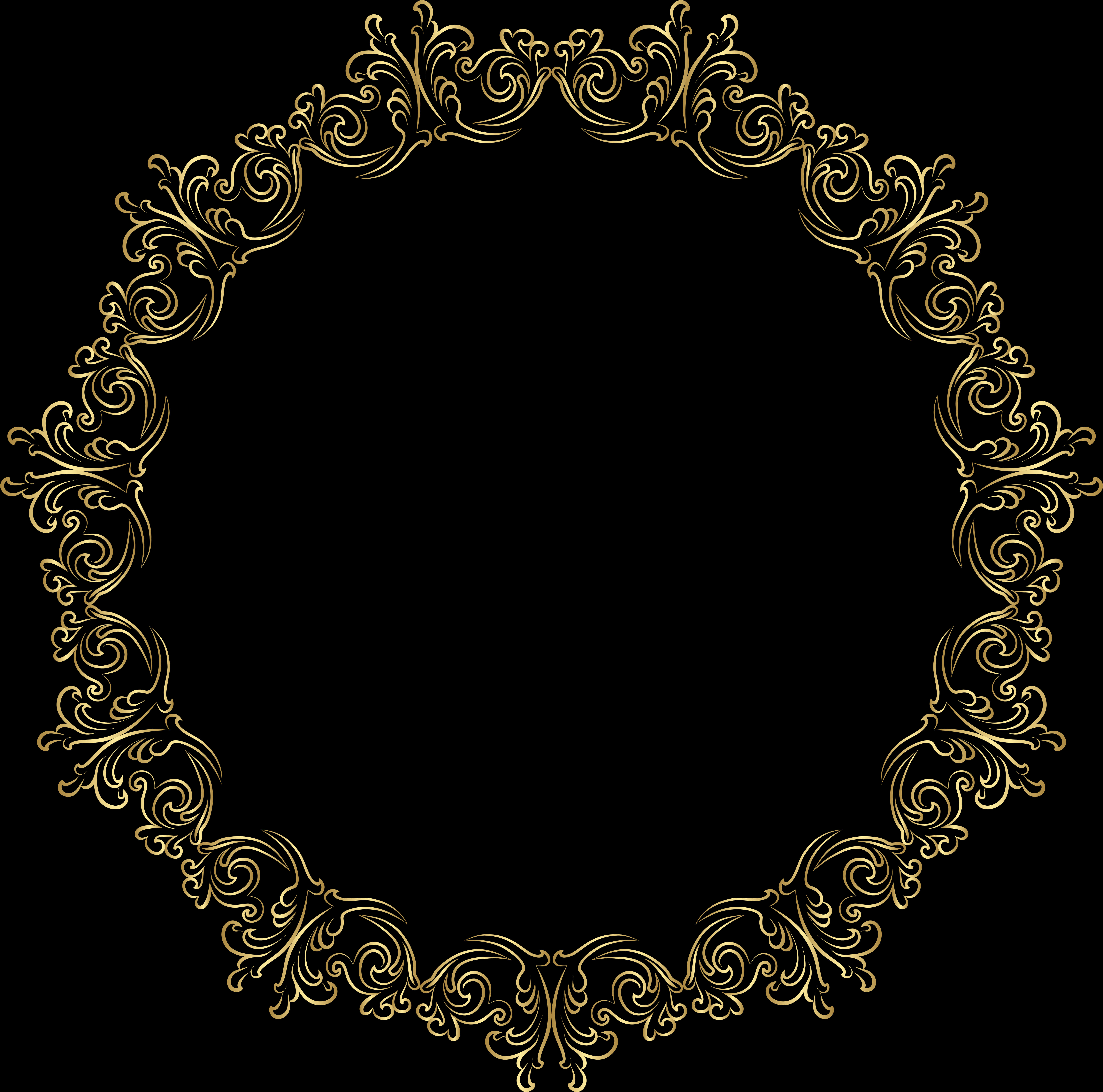 A Circular Gold Frame With Black Background