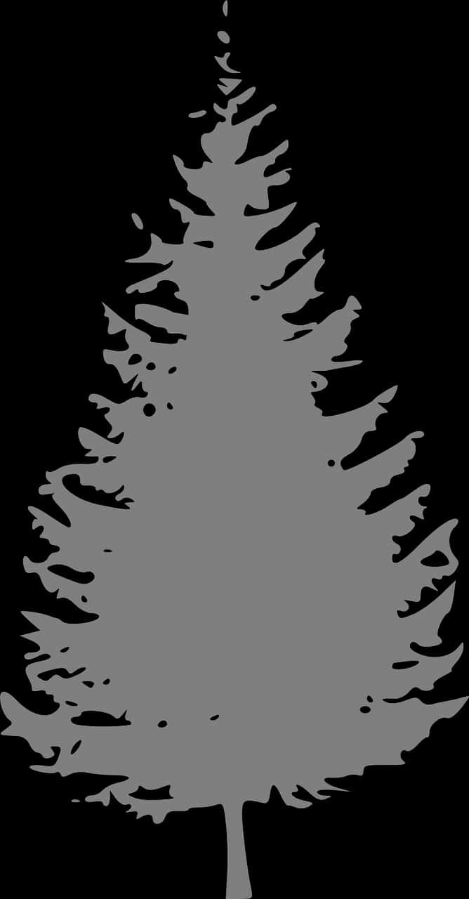 A Grey Tree Silhouette On A Black Background