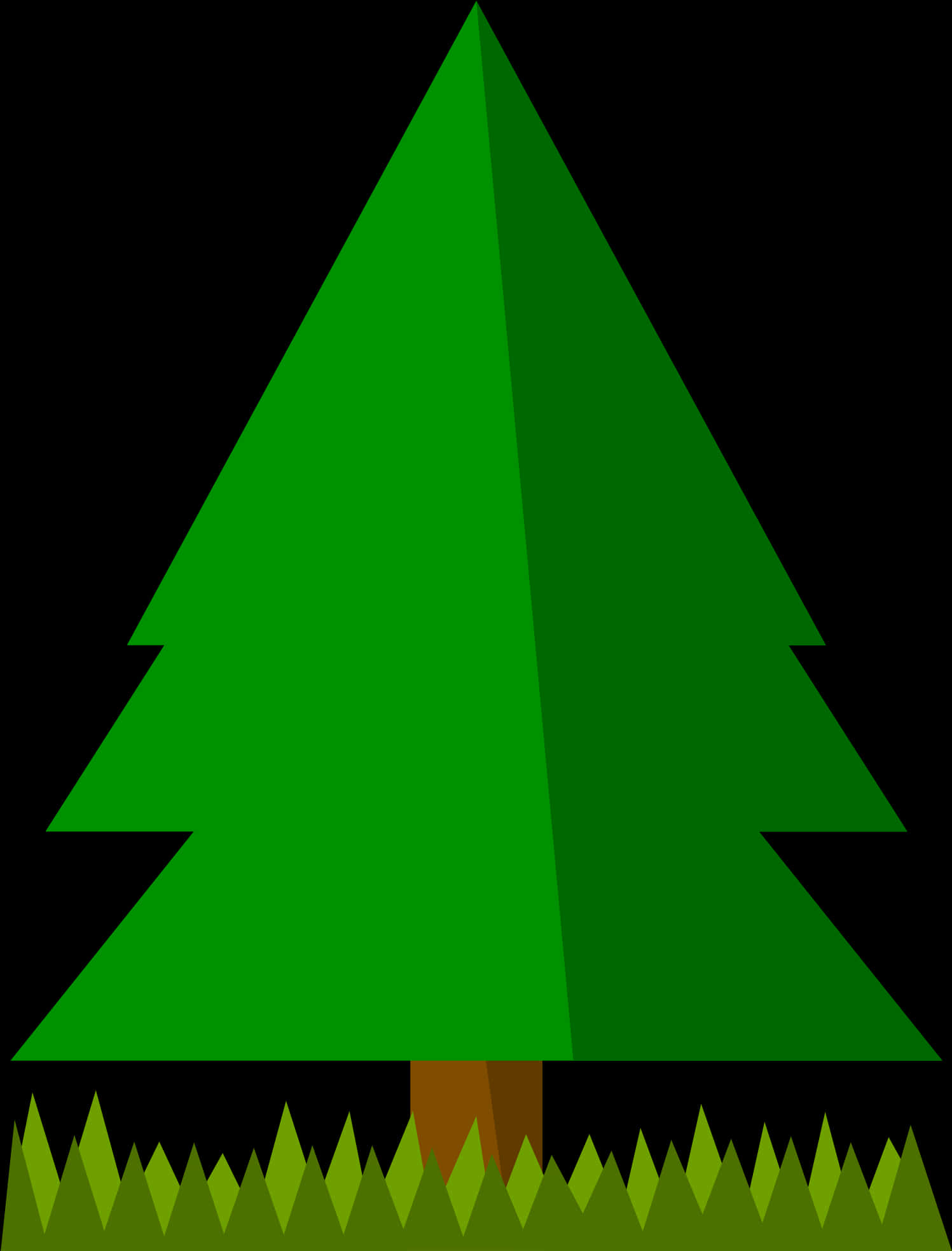 A Green Tree With A Black Background
