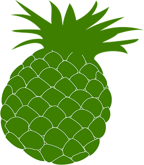 A Green Pineapple With White Outline On Black Background