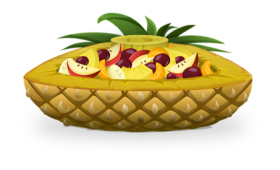 A Fruit In A Pineapple Bowl