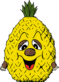 A Cartoon Pineapple With A Face