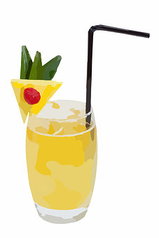 A Yellow Drink With A Pineapple And A Straw