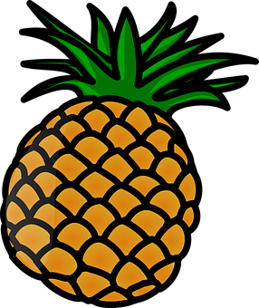 A Yellow Pineapple With Green Leaves